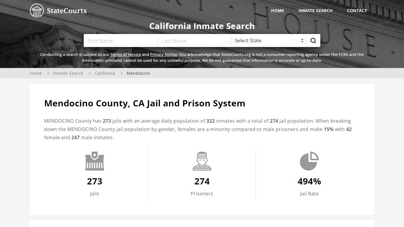Mendocino County, CA Inmate Search - StateCourts