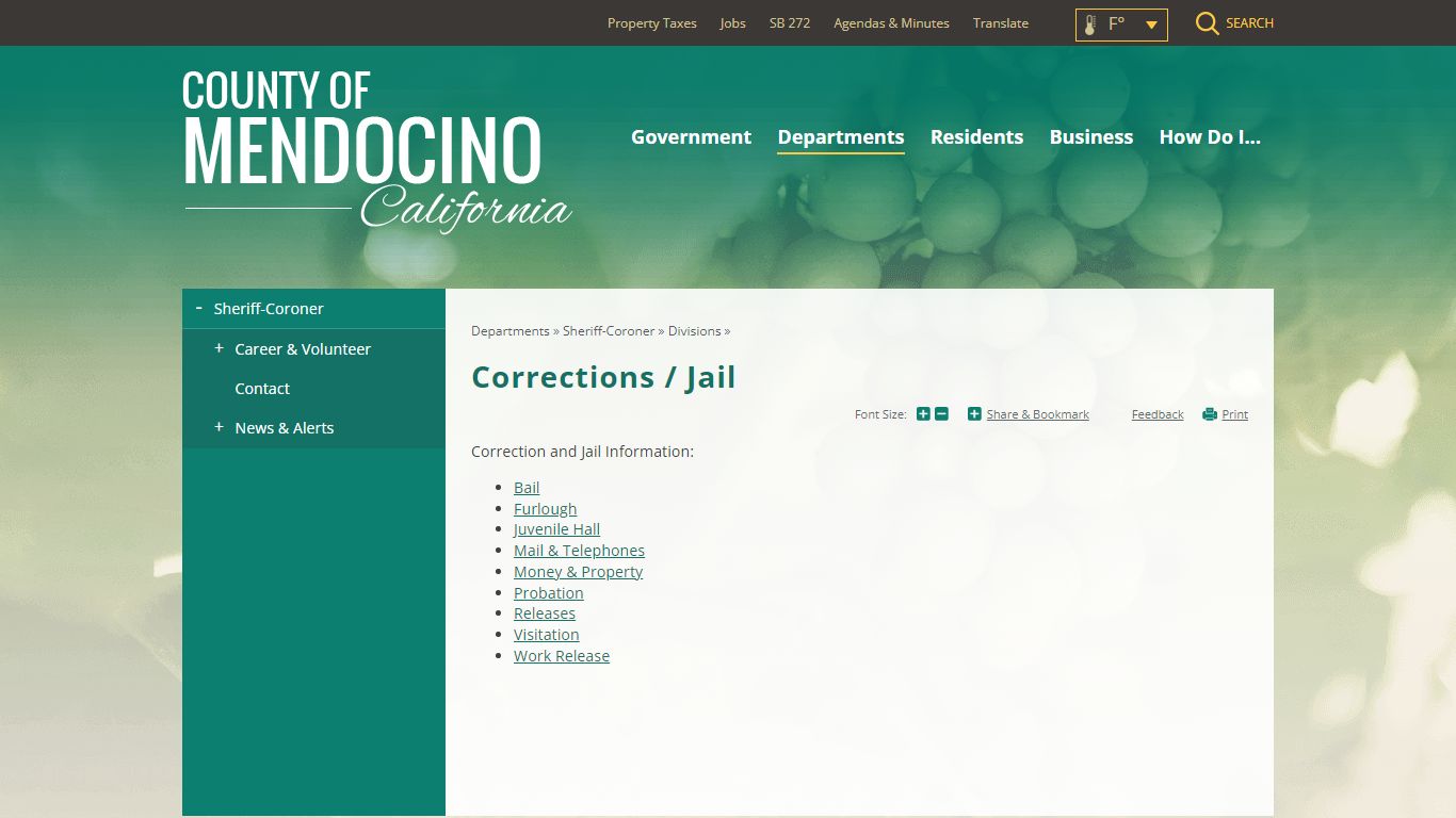 Corrections / Jail | Mendocino County, CA